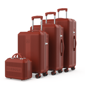 Juego de maletas 4 piezas (55/66,5/76,5cm + Neceser) Numada Elegance T15 Rojo Vino