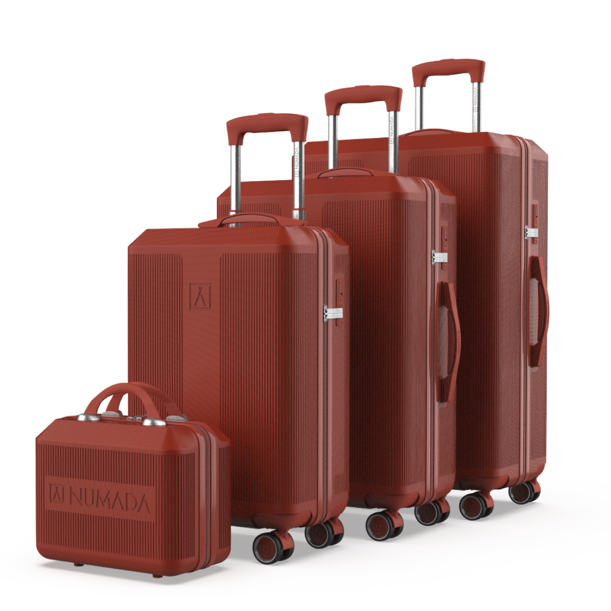 Juego de maletas 4 piezas (55/66,5/76,5cm + Neceser) Numada Elegance T15 Rojo Vino