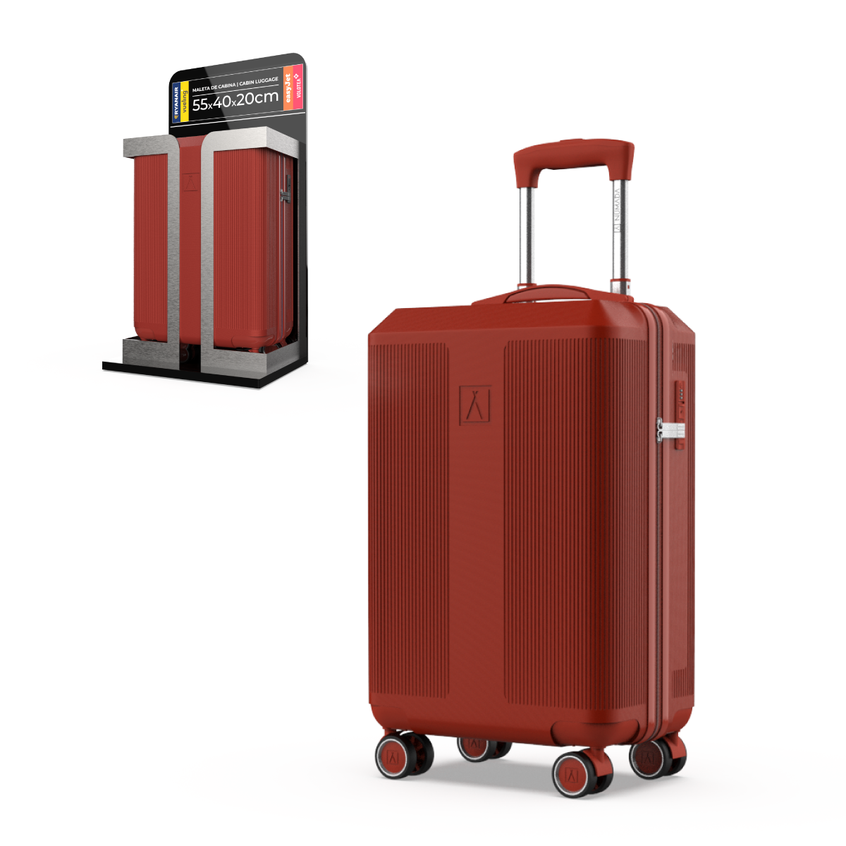 Maleta 13 Kg de cabina 55x40x20 cm Numada Elegance T15 20” (XS) Rojo Vino - Imagen 2
