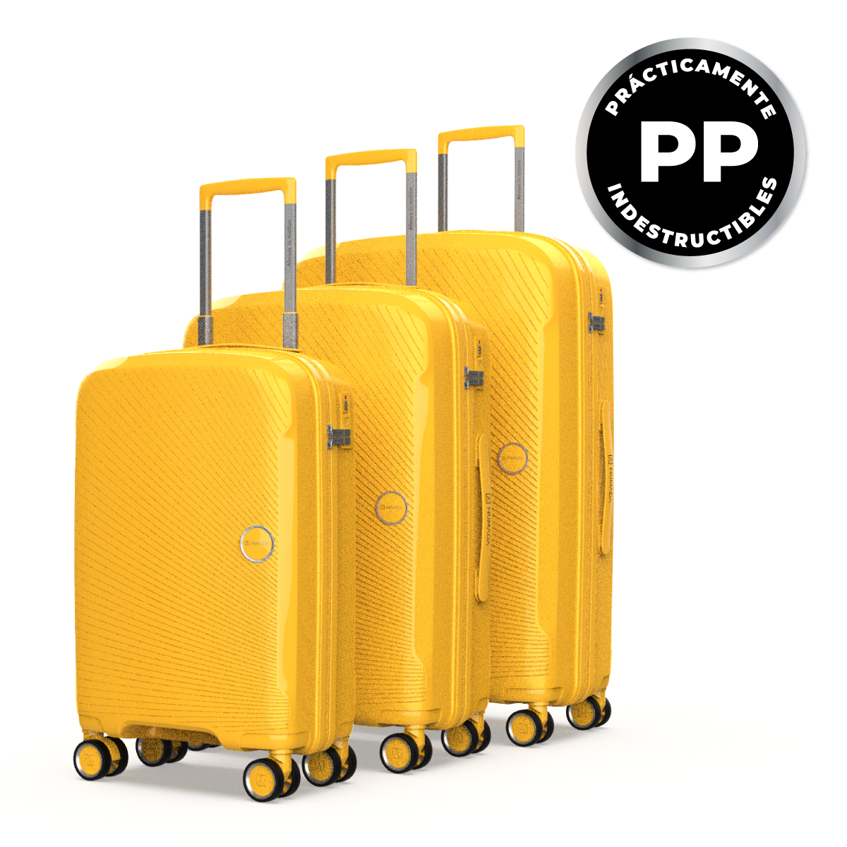 Juego de maletas rígidas PP 3 piezas (55/65/76cm) Numada Unbroken T210 Amarillo - Imagen 2