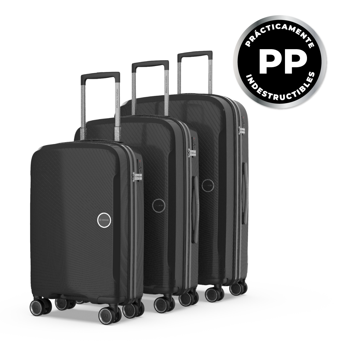 Juego de maletas rígidas PP 3 piezas (55/65/76cm) Numada Unbroken T210 Negro - Imagen 2