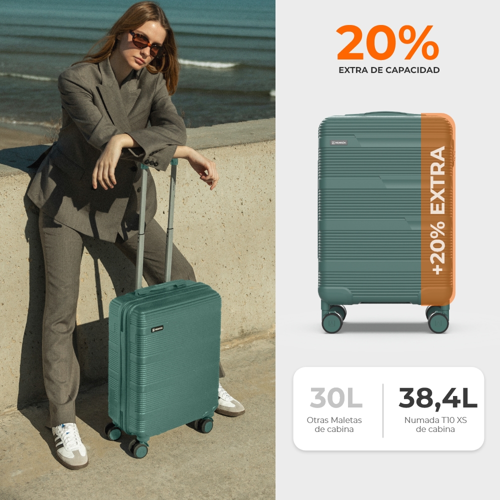 Maleta 13 Kg de cabina 55x40x20 cm Numada Upfly T10 20” (XS) Verde Oscuro - Imagen 5