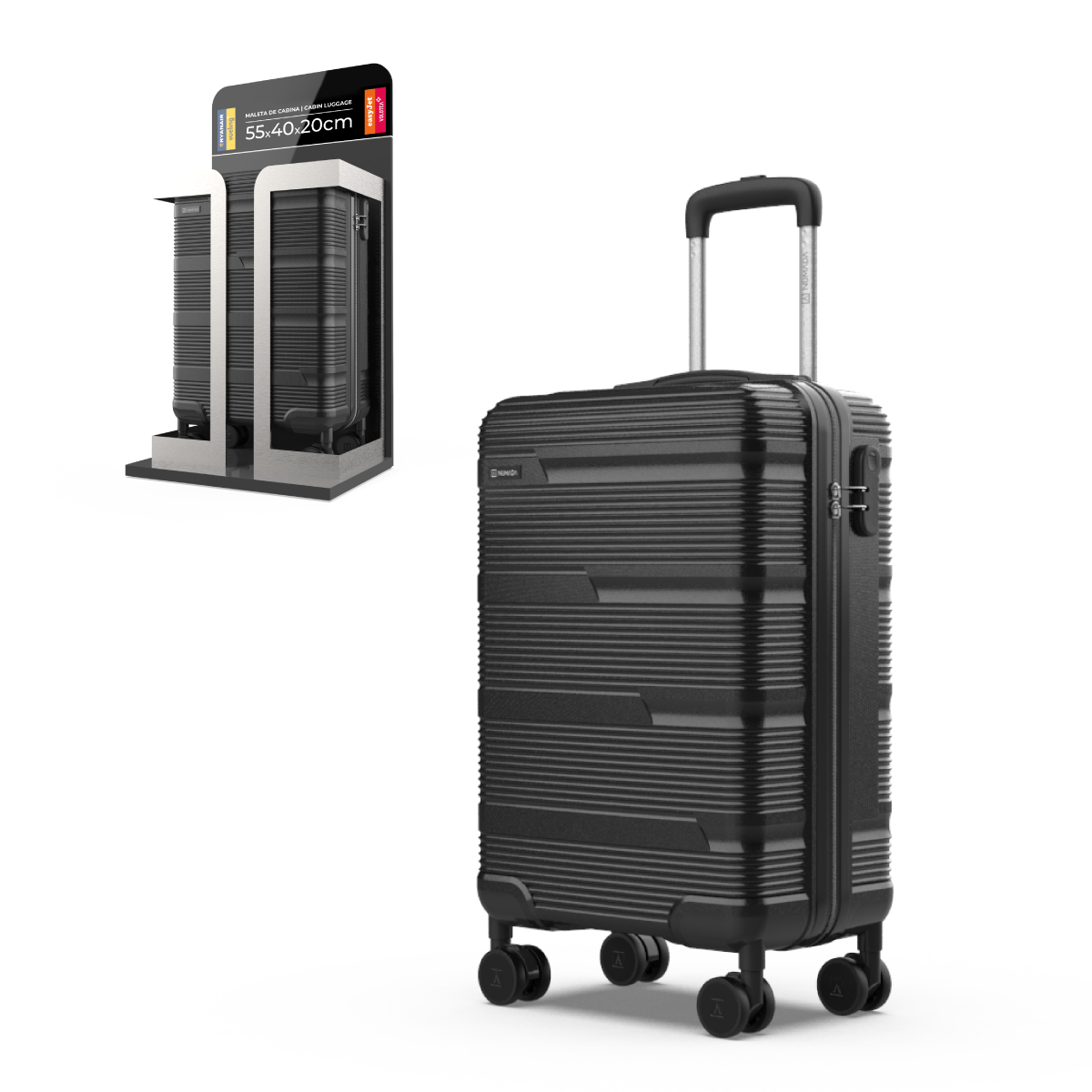 Maleta 13 Kg de cabina 55x40x20 cm Numada Upfly T10 20” (XS) Negra