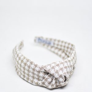 Diadema pata de gallo beige