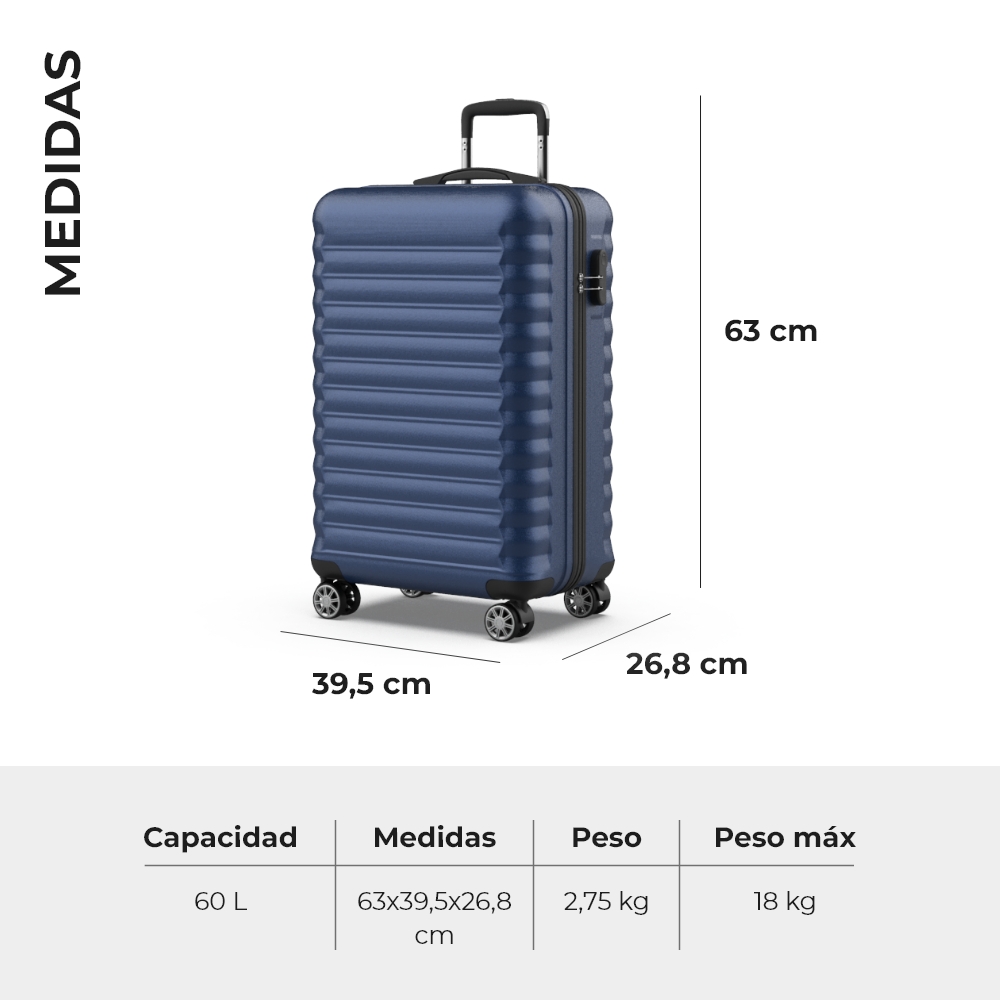 Maleta 18Kg mediana 63×39,5×26,8cm Numada Upfly 24” (M) Azul marino - Imagen 9