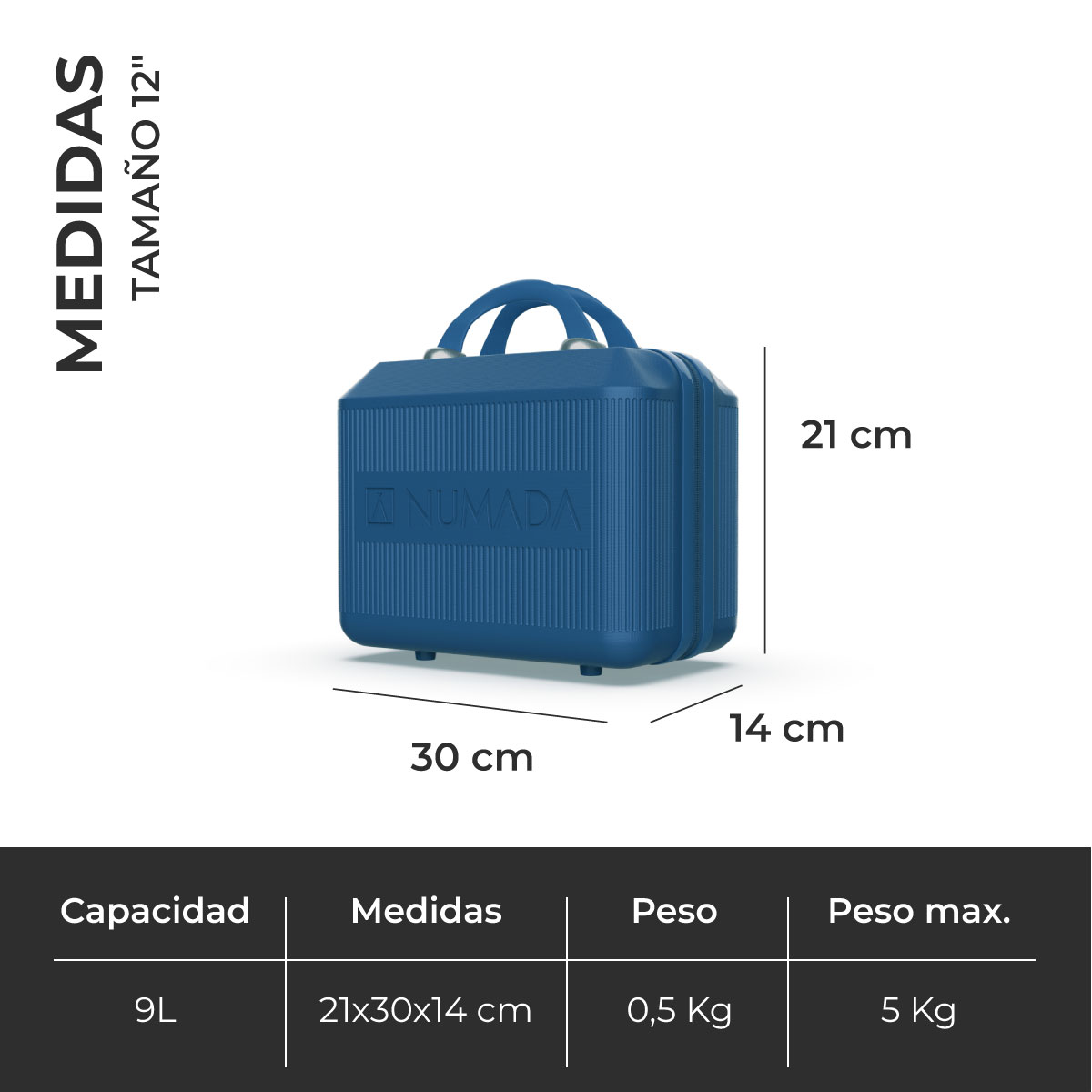 Neceser 5Kg rígido Numada Elegance T15 12” Azul Profundo - Imagen 7